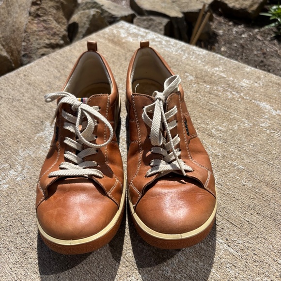 ECCO CHASE TIE BROWN LEATHER SNEAKERS LACED WALKING SHOES WOMEN SZ 8/8.5 EU 39 - Picture 5 of 10